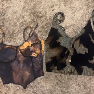 Black tie dye tank tops